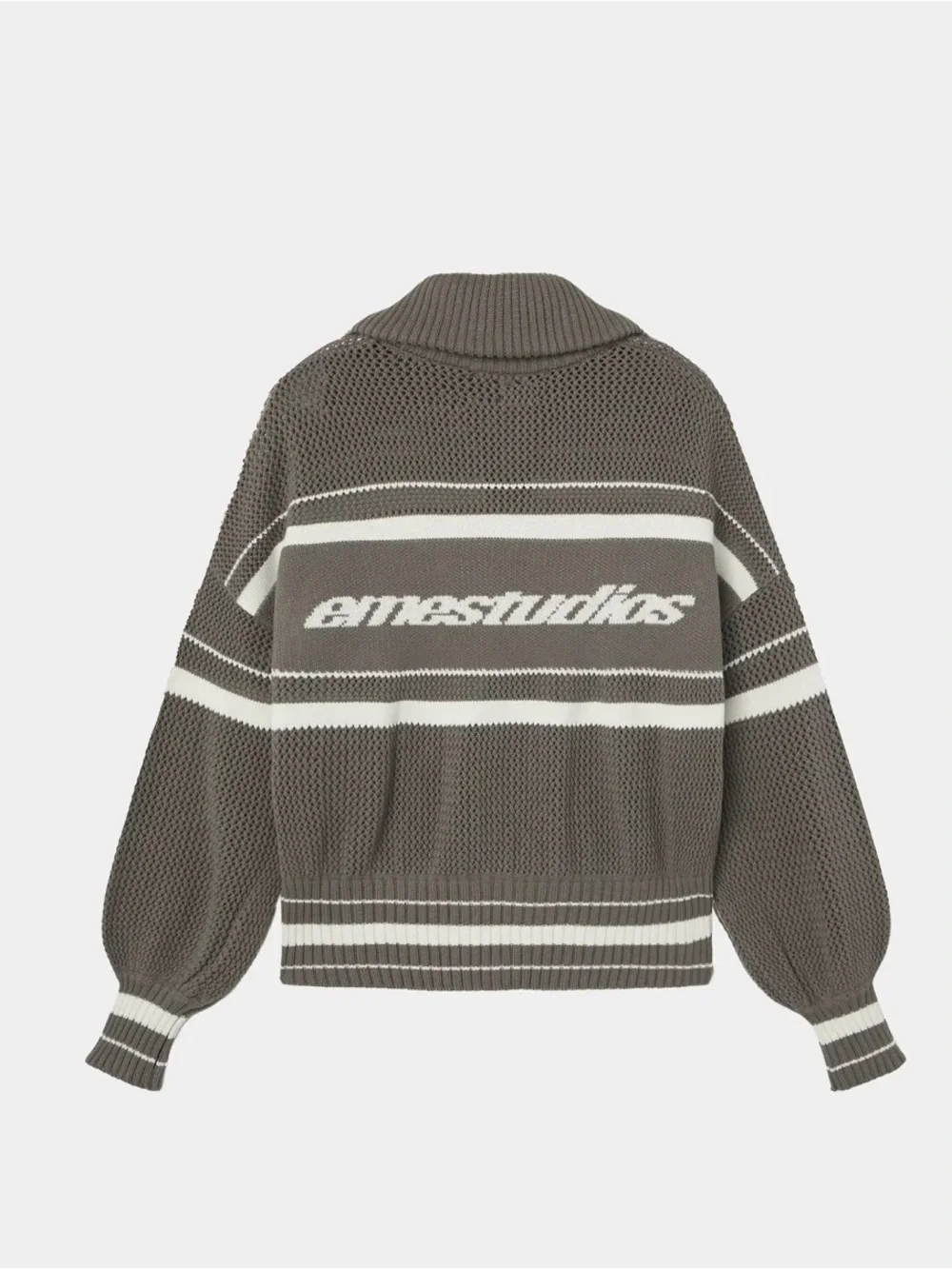 Forest Green Knit Bomber Jacket with Stripe Detail